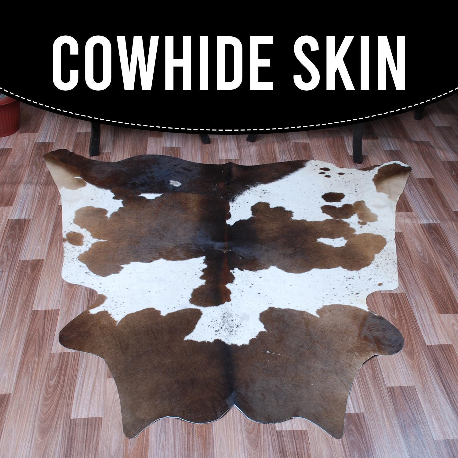 Luxurious Large Brown & White Cowhide Rug - Hypoallergenic, Non-slip, Non-shedding - Perfect for Bedroom or Living Room Decor - Free UK