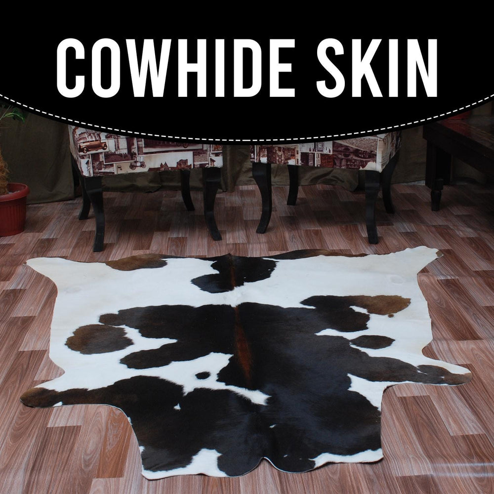 Luxurious Large Brown & White Cowhide Rug for Bedroom/Living Room Decor - Hypoallergenic, Non-slip Suede Back, Non-shedding - Free Shipping - Celestial Leather Limited