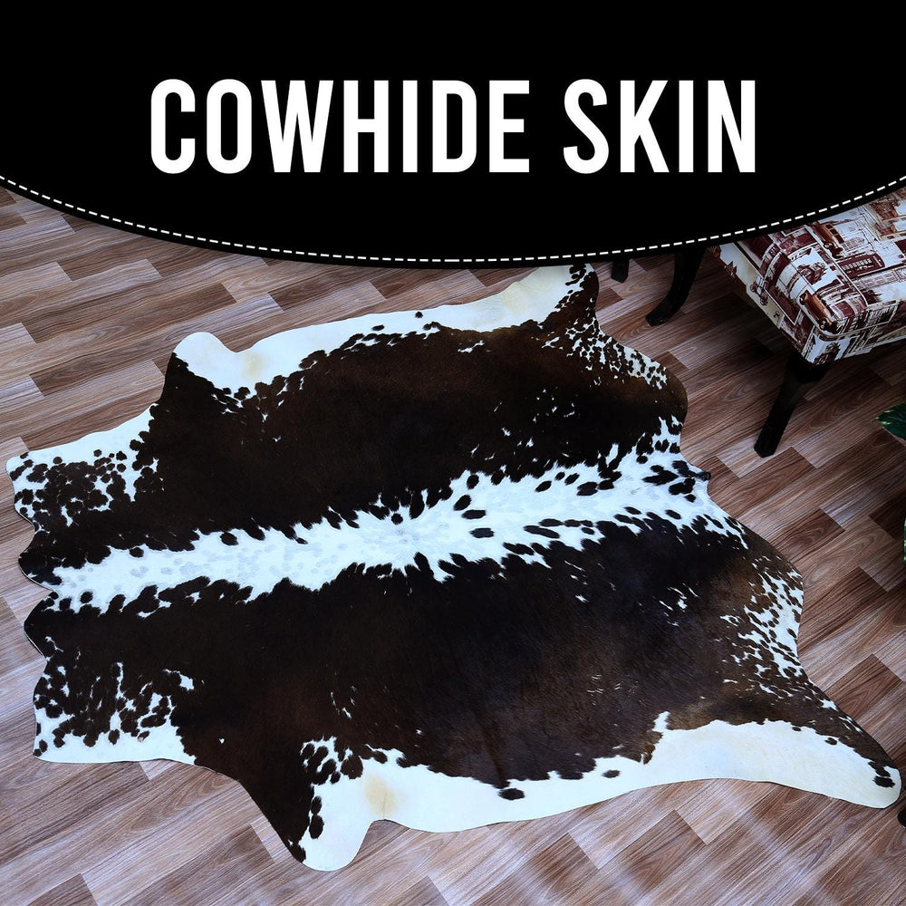 Luxurious Brown & White Cowhide Rug - Large Size, Hypoallergenic, Non-slip Suede Back, Non-shedding, Top Quality, FREE Shipping Across UK - Celestial Leather Limited