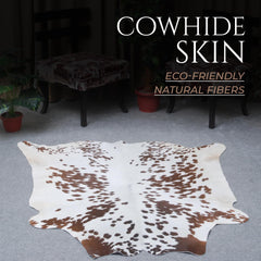 Luxury Brown and White Cowhide Rug - Large Hypoallergenic Rug with Non-Slip Suede Back - Natural Hair Cow Skin Rug for Home Decor - Celestial Leather Limited
