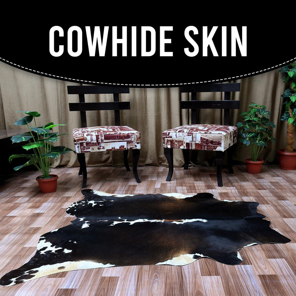 Luxurious Brown & White Cowhide Rug for Bedroom - Living Room - Hypoallergenic, Non-Slip, Non-Shedding - Large Size - Free Shipping in UK - Celestial Leather Limited