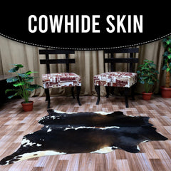 Luxurious Brown & White Cowhide Rug for Bedroom - Living Room - Hypoallergenic, Non-Slip, Non-Shedding - Large Size - Free Shipping in UK - Celestial Leather Limited