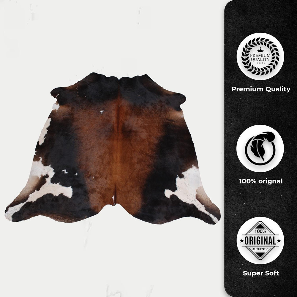 Luxury Red & White Cowhide Rug for Bedroom - Living Room - Hypoallergenic, Non-Shedding, Non-Slippery Suede Back - Large Size - Free - Celestial Leather Limited