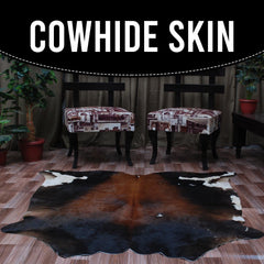 Luxury Red & White Cowhide Rug for Bedroom - Living Room - Hypoallergenic, Non-Shedding, Non-Slippery Suede Back - Large Size - Free - Celestial Leather Limited