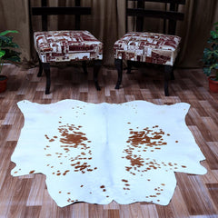 Luxurious Brown & White Cowhide Rug for Bedroom - Living Room - Hypoallergenic, Non-Slip, Non-Shedding, Top Quality, Free Shipping