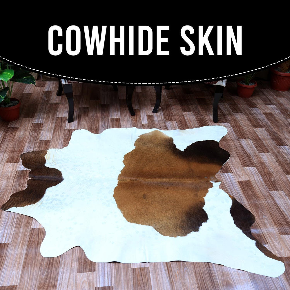 Luxury Brown & White Cowhide Rug - Hypoallergenic - Non-Slip - Free Shipping in UK - Natural - Durable - Adds Elegance to Bedroom - Living - Celestial Leather Limited