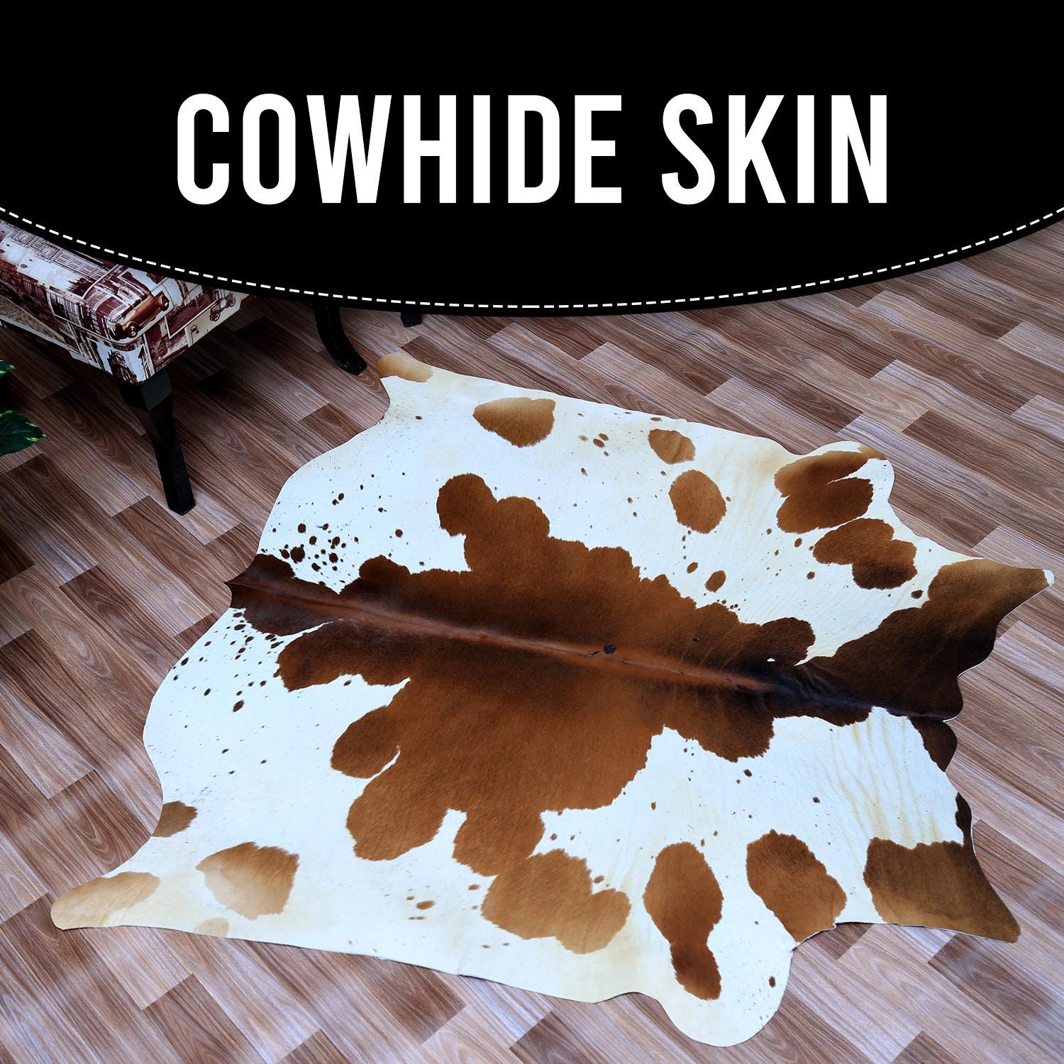 Luxury Red & White Cowhide Rug with Hypoallergenic Properties - Non-Slip Backing - Perfect for Bedroom and Living Room Decor - Free UK - Celestial Leather Limited