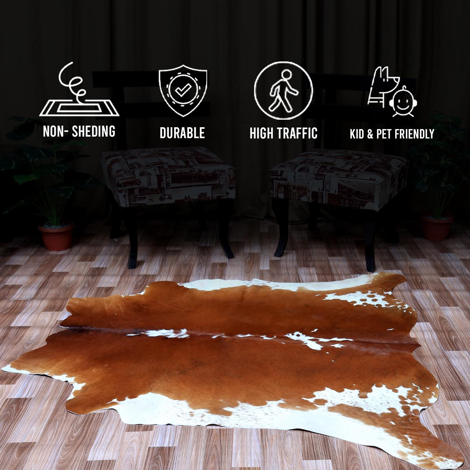 Luxury Red & White Cowhide Rug for Bedroom - Living Room - Hypoallergenic, Non-Slip Suede Back, Non-Shedding - Large Size - Free UK Shipping - Celestial Leather Limited