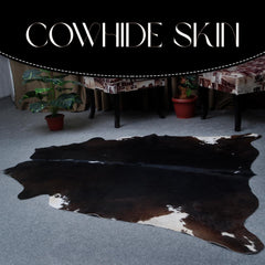 Luxurious Dark Brown & White Cowhide Rug, Hypoallergenic - Non-Slip - Handselected from Premium Hides, Stunning Centerpiece for Lounge - Celestial Leather Limited