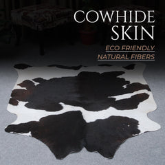 Luxurious Dark Brown & White Cowhide Rug for Lounge - Hypoallergenic, Non-Slip, Non-Shedding, Handselected Premium Hides - Large Size, Free - Celestial Leather Limited