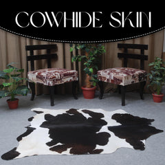 Luxurious Dark Brown & White Cowhide Rug for Lounge - Hypoallergenic, Non-Slip, Non-Shedding, Handselected Premium Hides - Large Size, Free - Celestial Leather Limited
