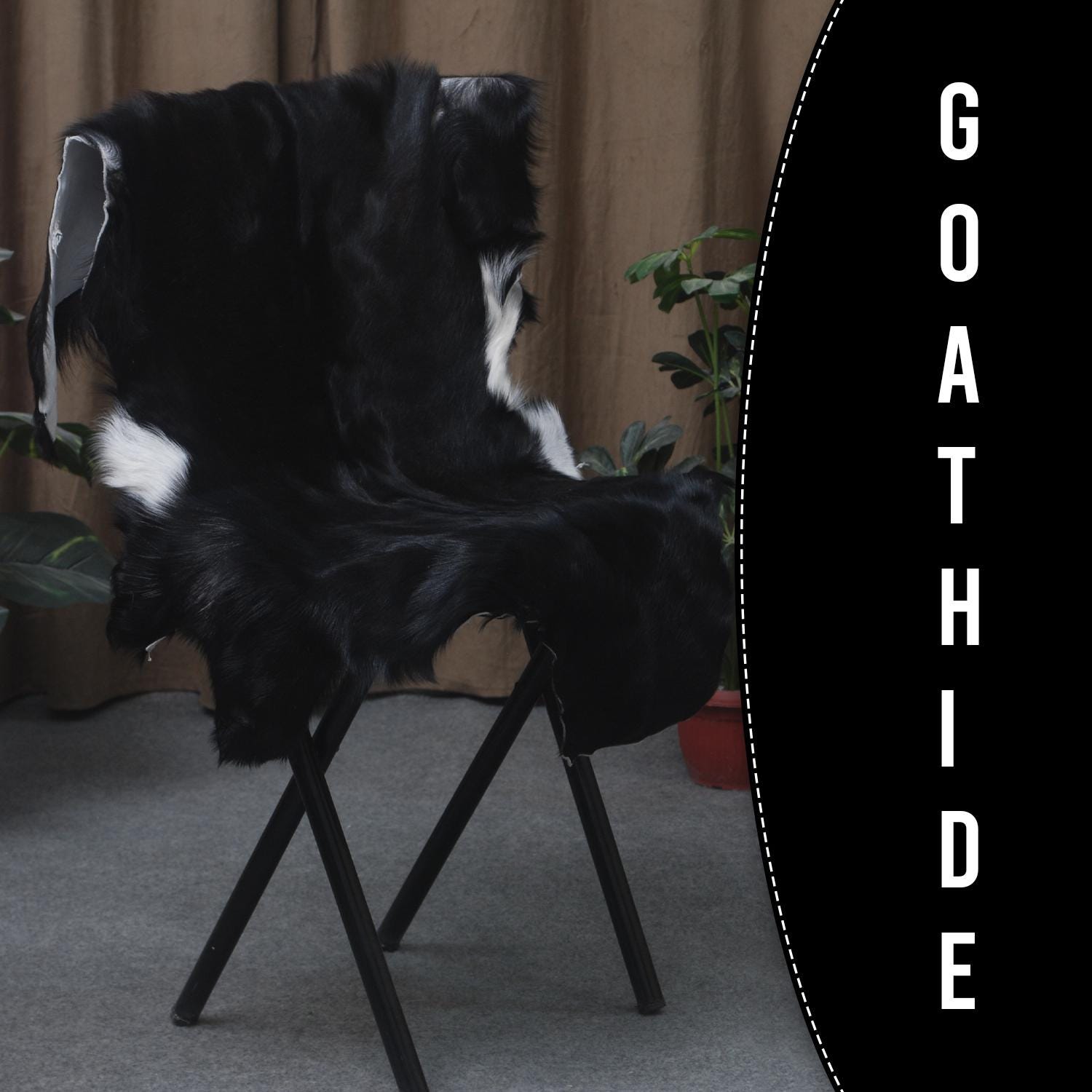 Modern Sophistication: Genuine Black & White Goat Skin Throw Rug - Hypoallergenic - Eco-Friendly - Unique Animal Skin Goathide - Non-Slip - Celestial Leather Limited