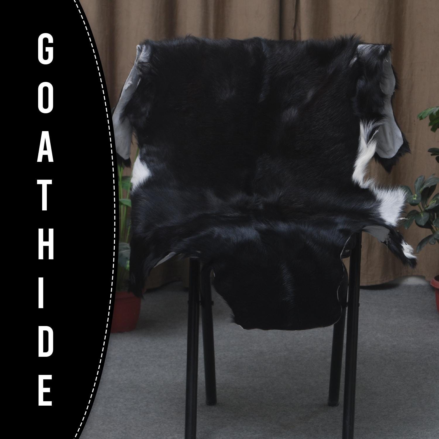 Modern Sophistication: Genuine Black & White Goat Skin Throw Rug - Hypoallergenic - Eco-Friendly - Unique Animal Skin Goathide - Non-Slip - Celestial Leather Limited