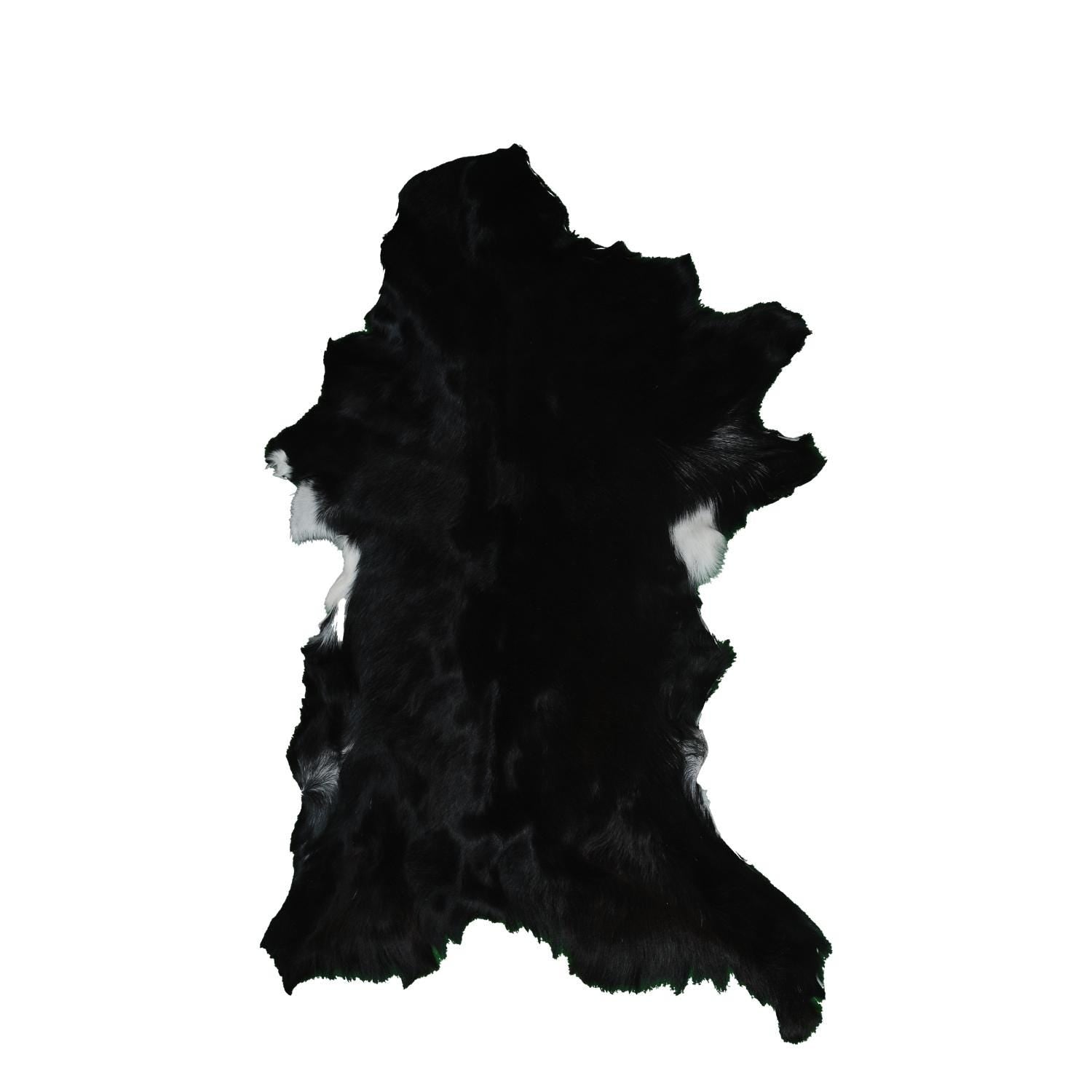 Modern Sophistication: Genuine Black & White Goat Skin Throw Rug - Hypoallergenic - Eco-Friendly - Unique Animal Skin Goathide - Non-Slip - Celestial Leather Limited