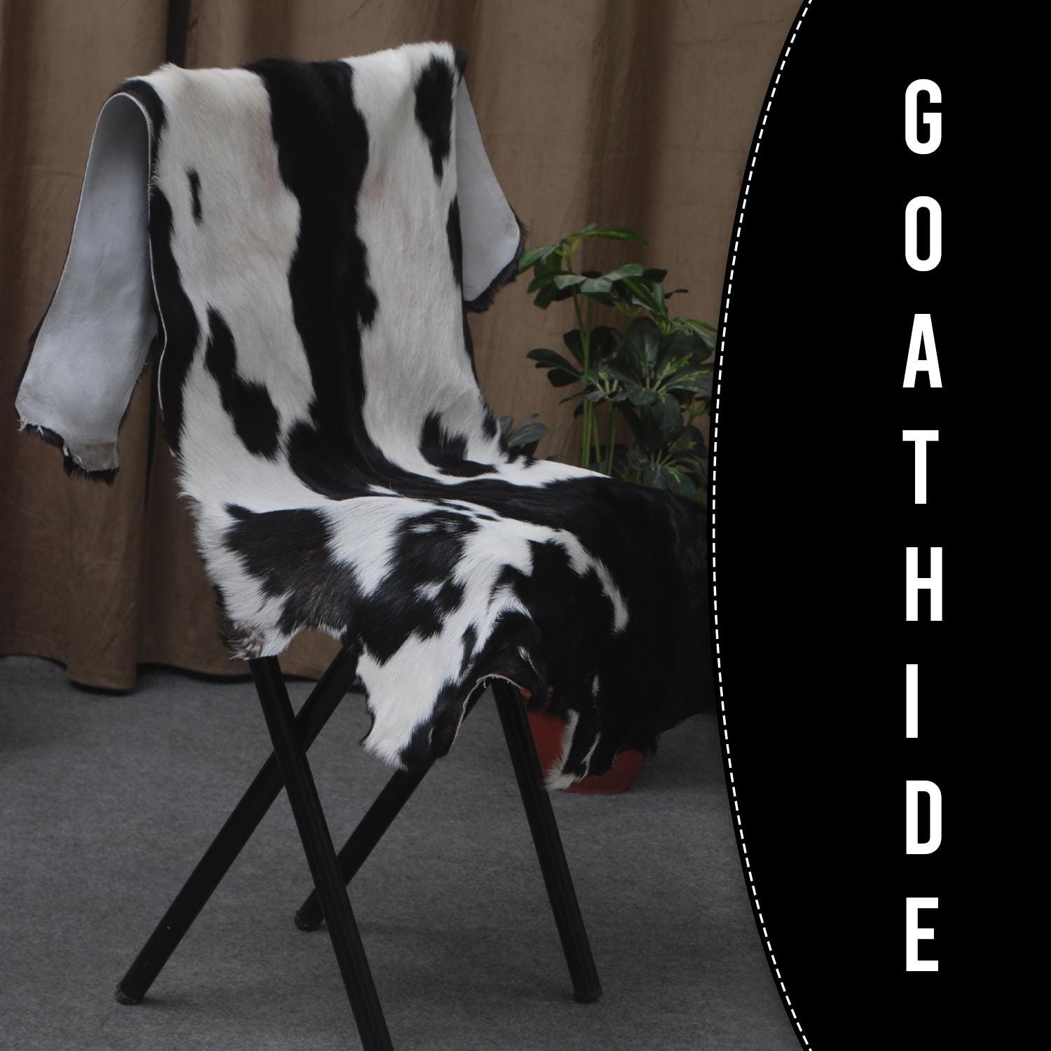 Luxury Black & White Natural Goatskin Rug - Modern Sophistication for Home Decor - Celestial Leather Limited