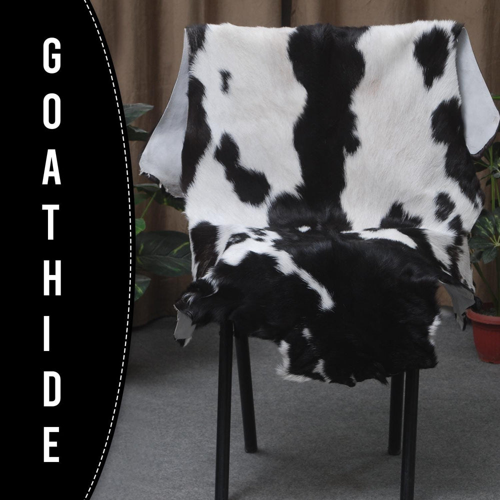 Luxury Black & White Natural Goatskin Rug - Modern Sophistication for Home Decor - Celestial Leather Limited