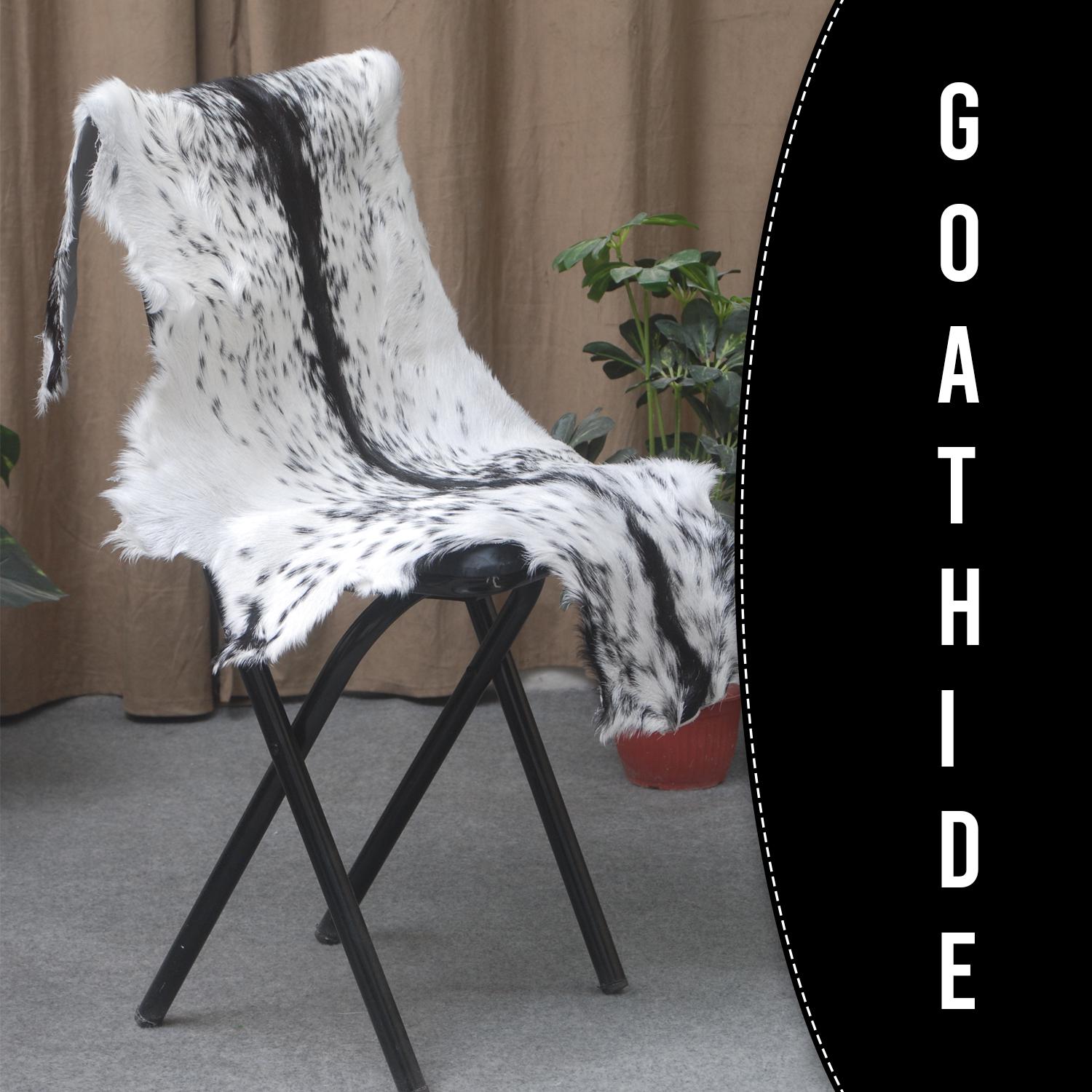 Luxury Black & White Genuine Leather Goat Skin Rug for Modern Sophistication - Style - Celestial Leather Limited