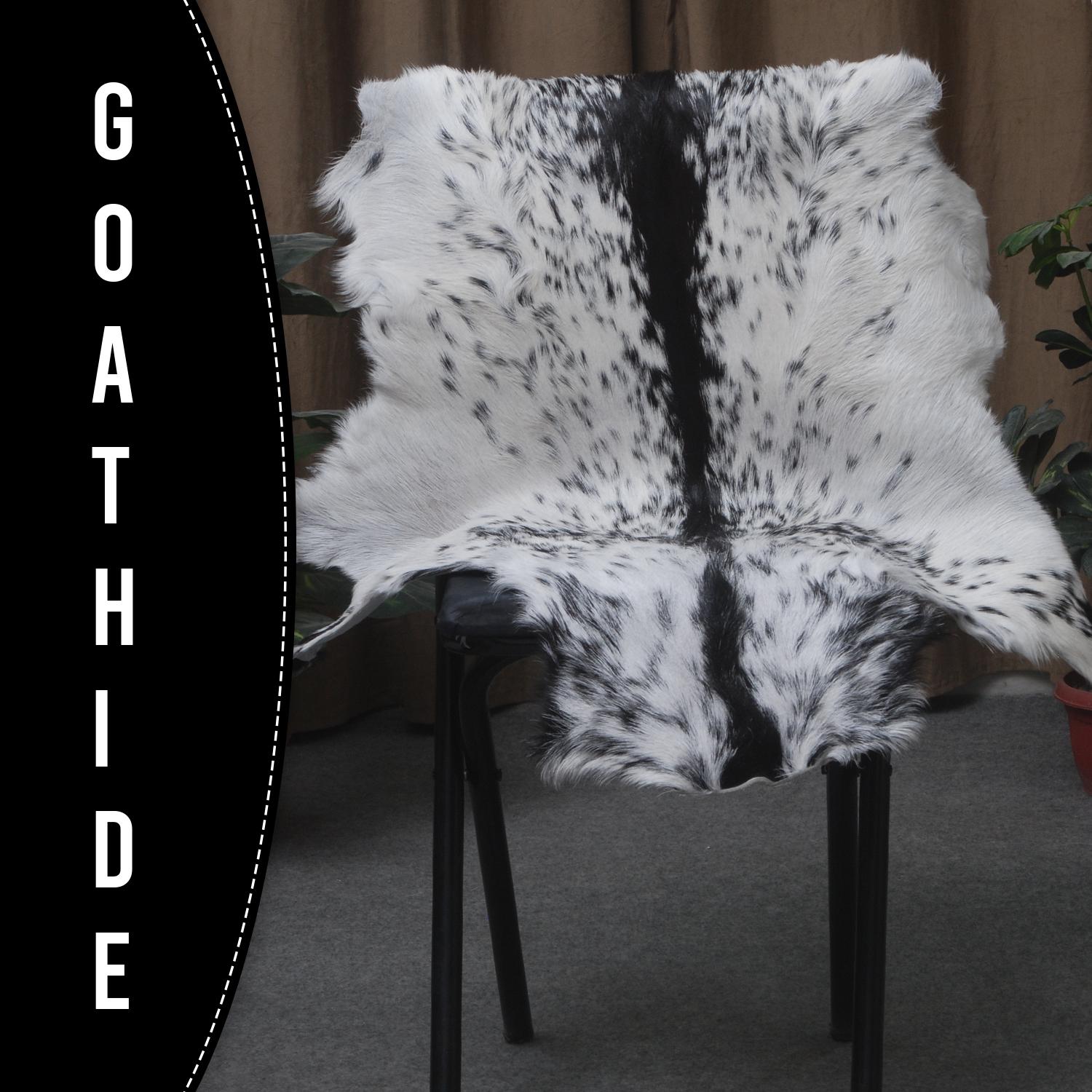 Luxury Black & White Genuine Leather Goat Skin Rug for Modern Sophistication - Style - Celestial Leather Limited