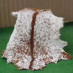 Luxury Brown and White Goat Hide Rug - Premium Handcrafted Hair-on Goatskin Rug with Non-Slip Suede Back, Sustainable and Eco-Friendly - Celestial Leather Limited