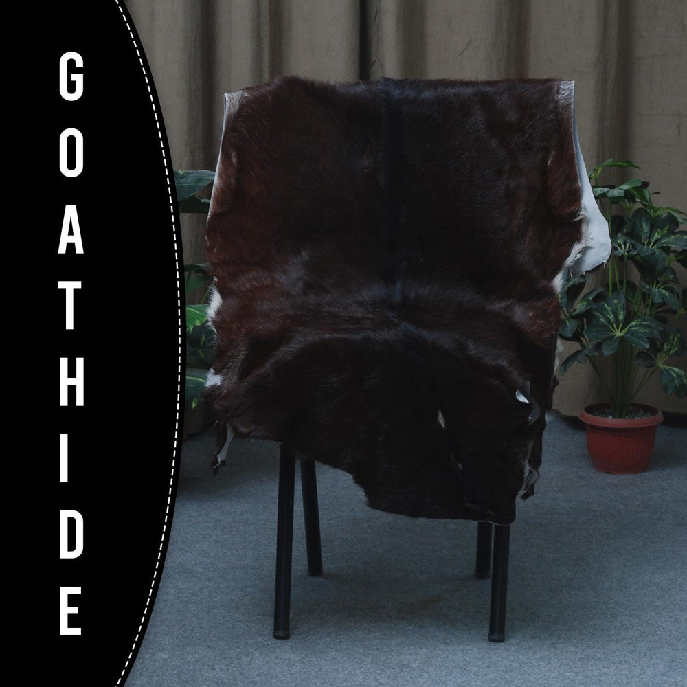 Luxury Dark Brown Goat Skin Floor Rug - Handmade from 100% Pure Goat Skin, Non-Shedding, Kid & Pet-Friendly, Eco-Friendly and Sustainable - Celestial Leather Limited