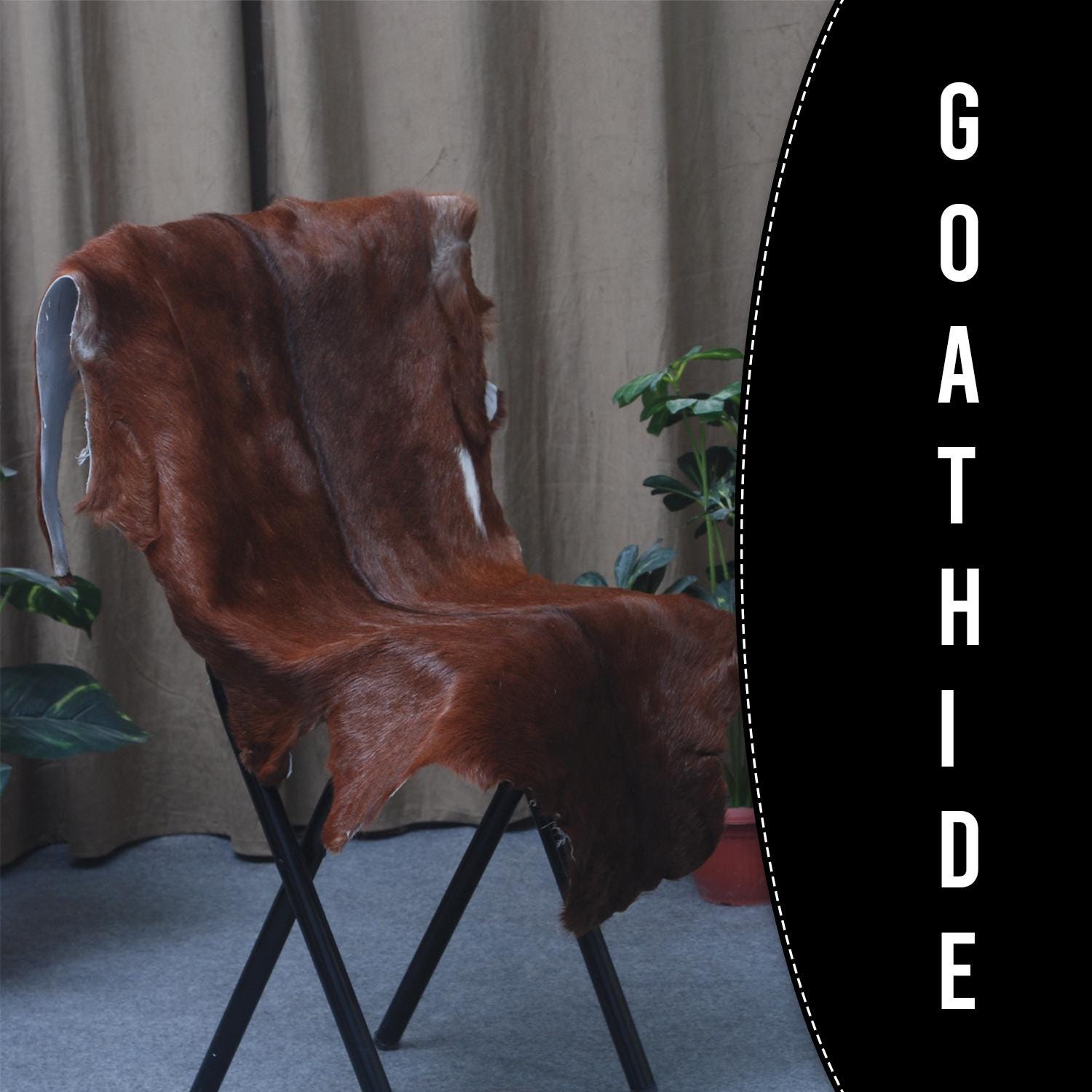 Luxurious Brown and White Goat Skin Rug - Premium Handcrafted Hair-On Goatskin Rug for Elegant Home Decor - Celestial Leather Limited