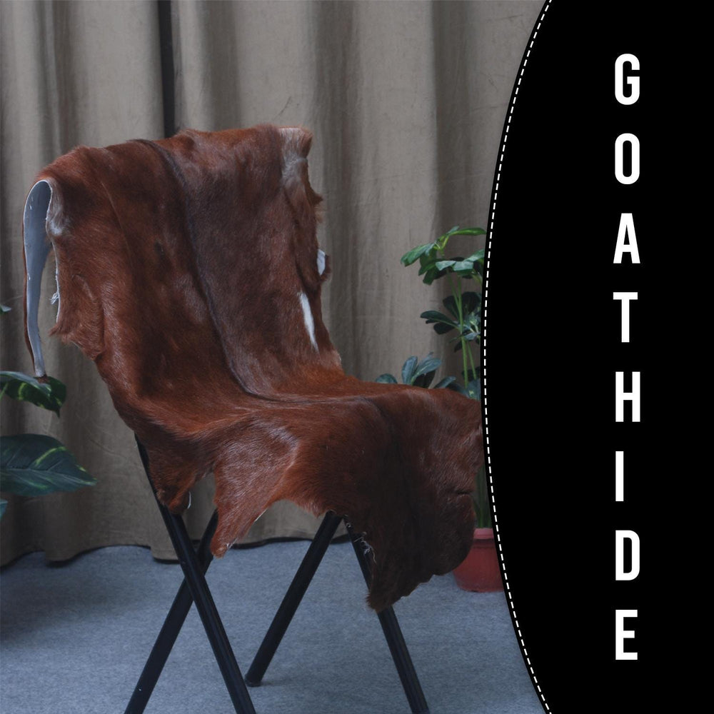 Luxurious Brown and White Goat Skin Rug - Premium Handcrafted Hair-On Goatskin Rug for Elegant Home Decor - Celestial Leather Limited