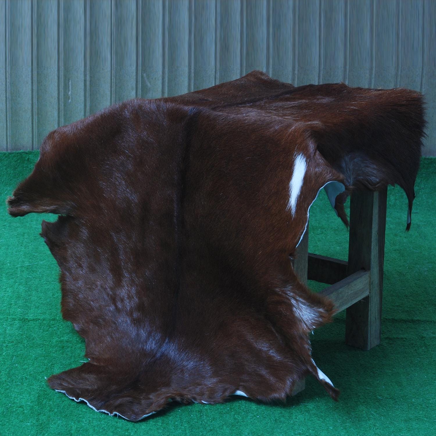 Luxurious Brown and White Goat Skin Rug - Premium Handcrafted Hair-On Goatskin Rug for Elegant Home Decor - Celestial Leather Limited