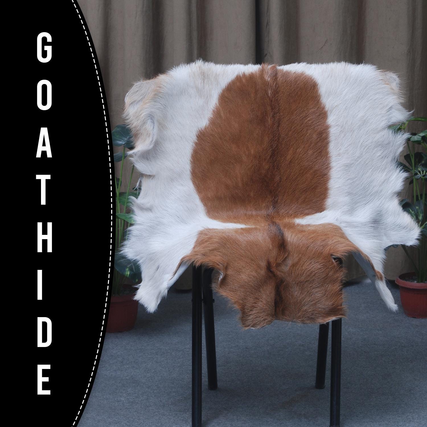 Luxury Brown & White  Goat Skin Rug - Handmade 100% Pure Goat Skin - Soft, Non-Shedding, Sustainable & Unique - Eco-Friendly Floor Rug - Celestial Leather Limited