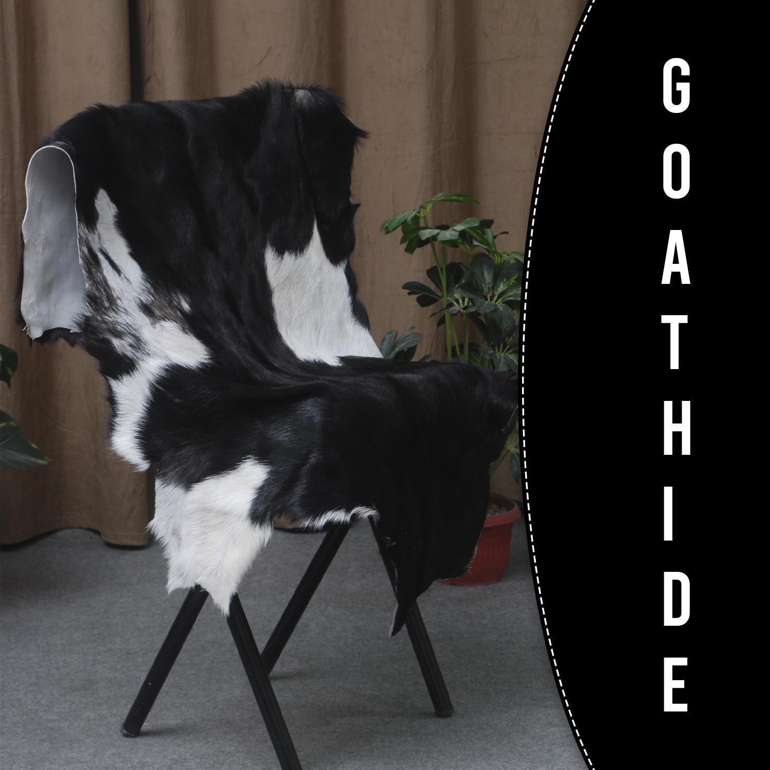 Luxury Black & White Goat Skin Rug - Soft, Durable, and Eco-Friendly Rug with Non-Slip Backing for Home Décor - Celestial Leather Limited