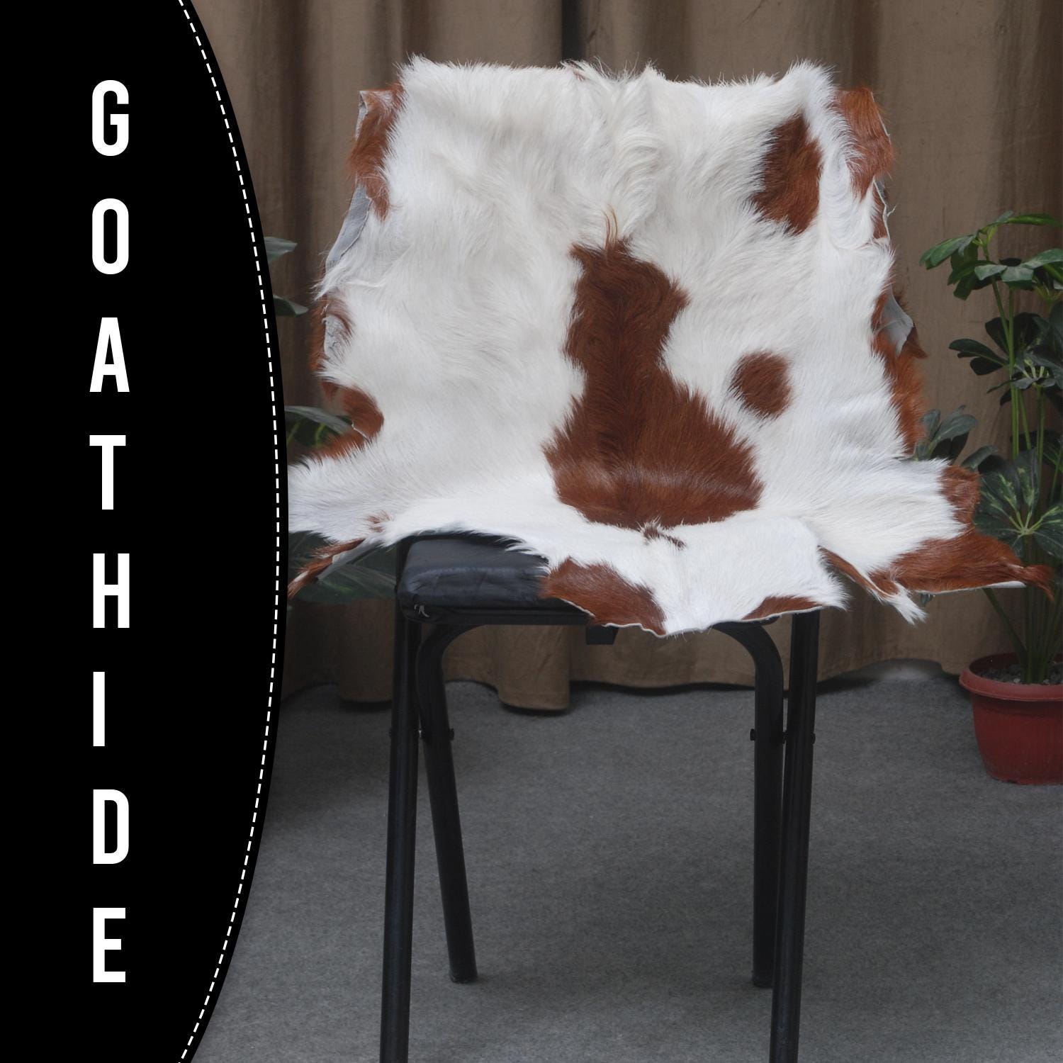 Luxury Brown & White Goat Skin Rug Handmade from Pure Goat Skin Leather - Soft, Durable, Eco-Friendly, Unique Colour Variations - Celestial Leather Limited
