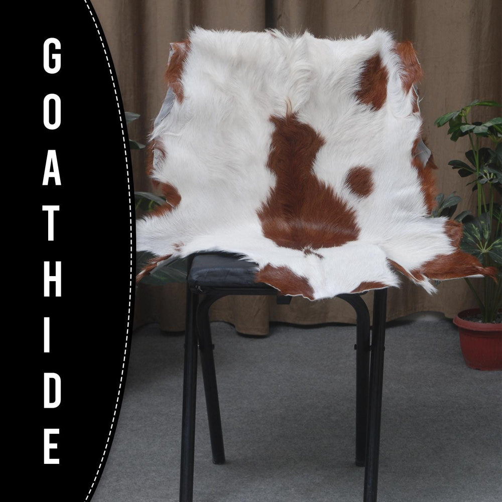 Luxury Brown & White Goat Skin Rug Handmade from Pure Goat Skin Leather - Soft, Durable, Eco-Friendly, Unique Colour Variations - Celestial Leather Limited