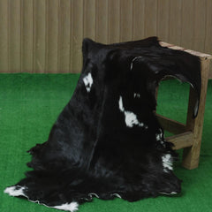 Luxury Black & White Goat Skin Floor Rug - Soft, Durable, and Eco-Friendly - Stylish Decor Accent for High-Traffic Areas - Celestial Leather Limited