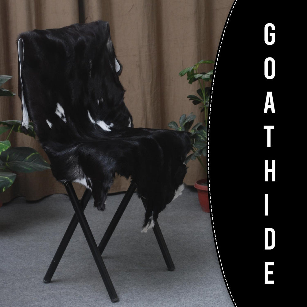 Luxury Black & White Goat Skin Floor Rug - Soft, Durable, and Eco-Friendly - Stylish Decor Accent for High-Traffic Areas - Celestial Leather Limited