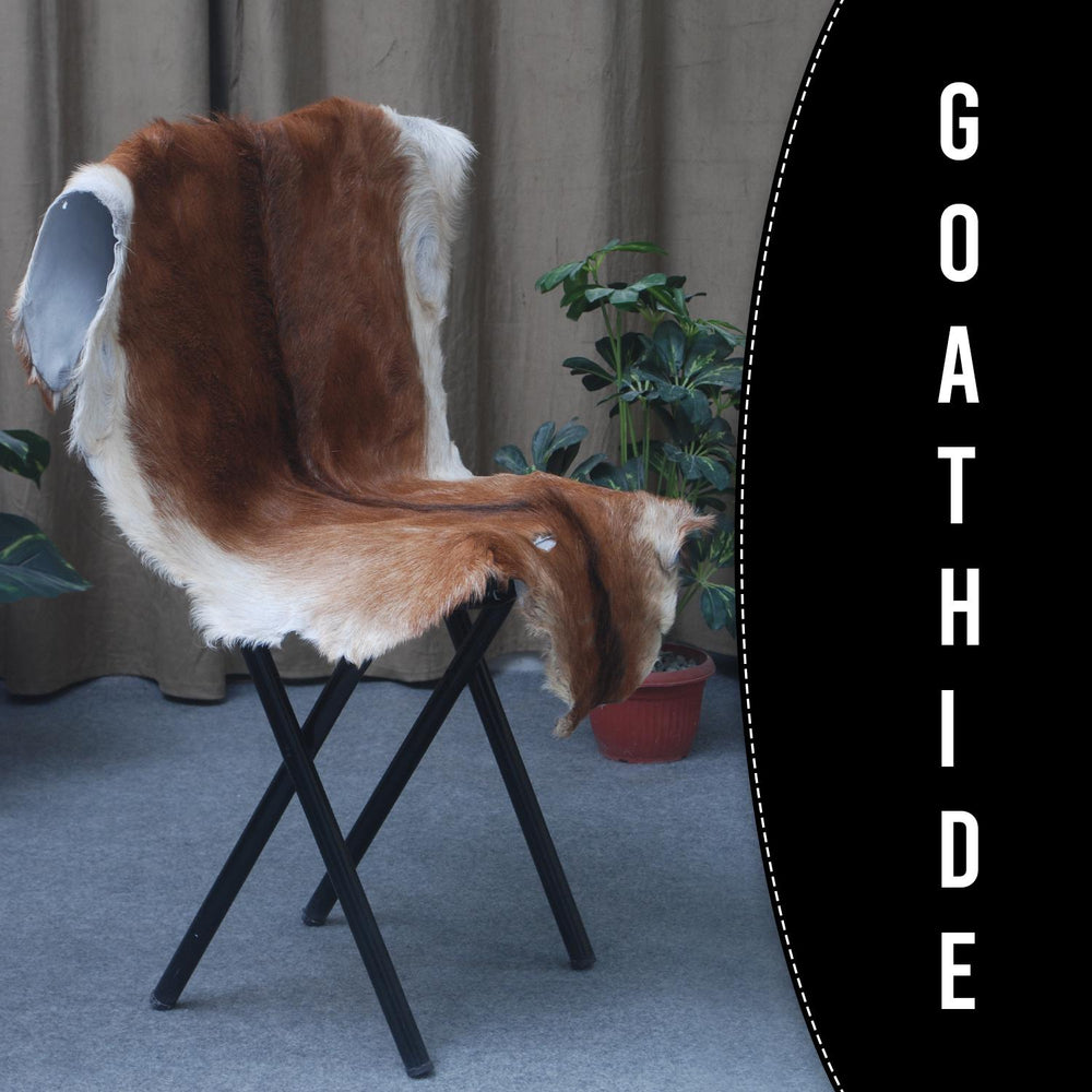 Luxury Brown and White Goat Hide Rug - Natural Premium Hair-On Goat Skin Rug - Handcrafted Eco-Friendly Home Decor - Celestial Leather Limited
