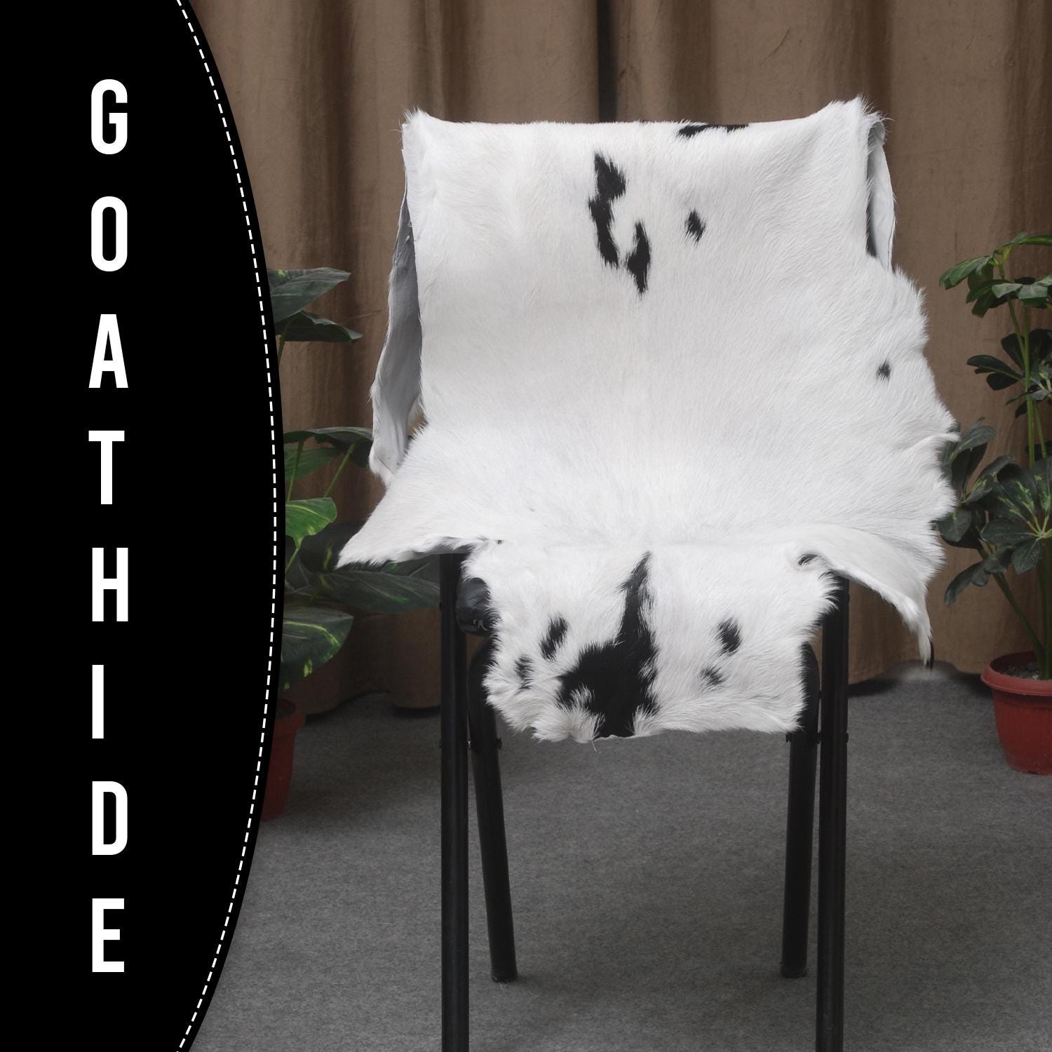 Luxurious Natural Brown & White Goat Skin Rug - Modern Sophistication for Home Decor - Celestial Leather Limited