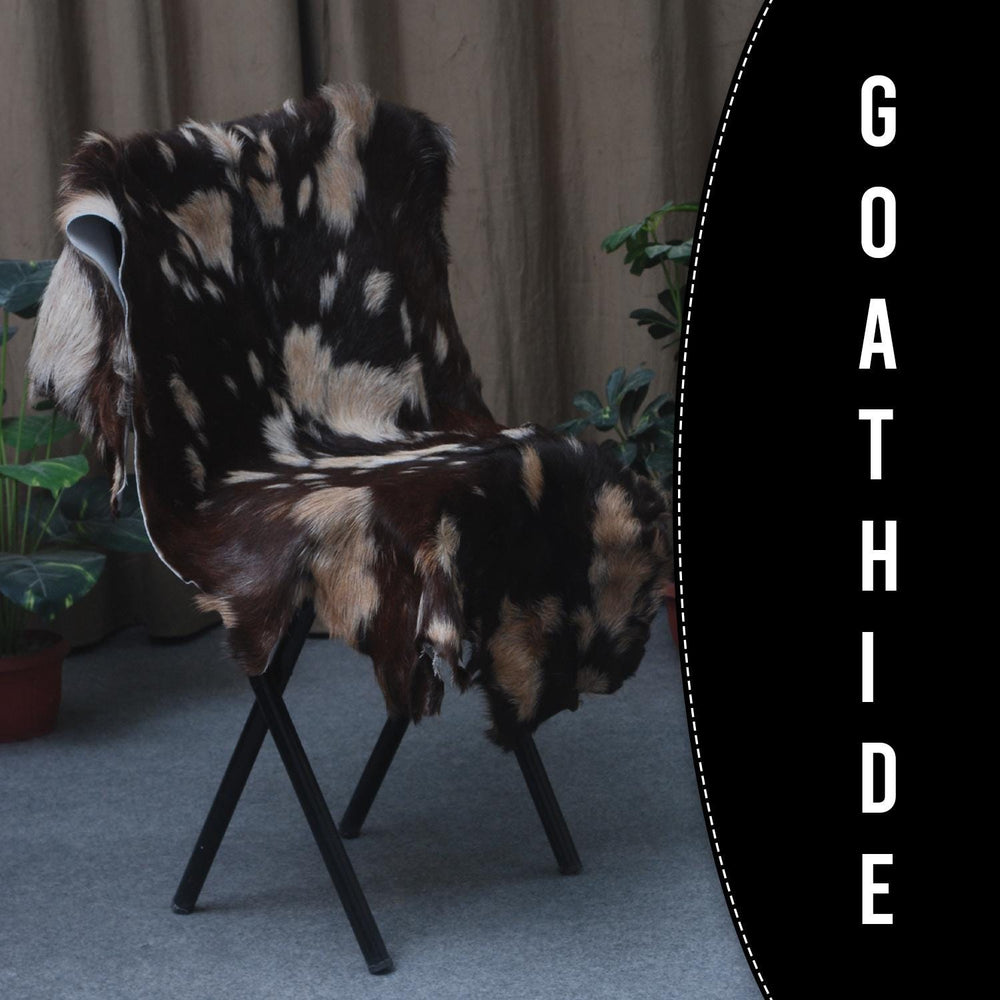 Luxury Handmade Black Brown Goat Skin Rug - Unique & Stunning Statement Piece - Celestial Leather Limited