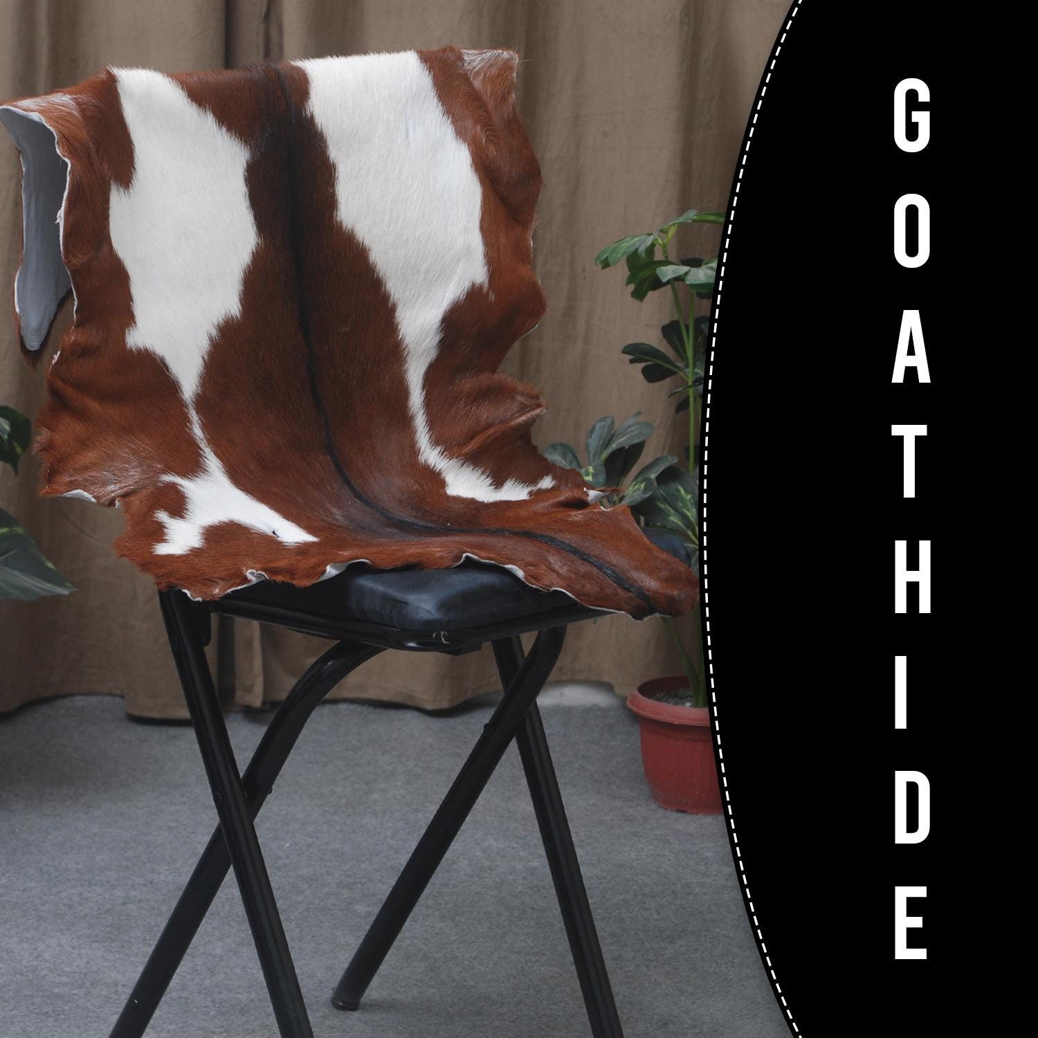 Luxurious Brown & White Hair-on Goat Skin Rug - Premium Goat Hide Rug Elegance - Sophistication for Home Décor - Hypoallergenic - Celestial Leather Limited