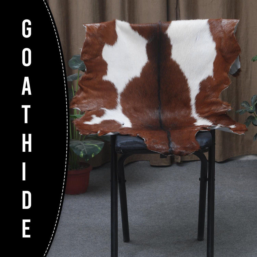 Luxurious Brown & White Hair-on Goat Skin Rug - Premium Goat Hide Rug Elegance - Sophistication for Home Décor - Hypoallergenic - Celestial Leather Limited