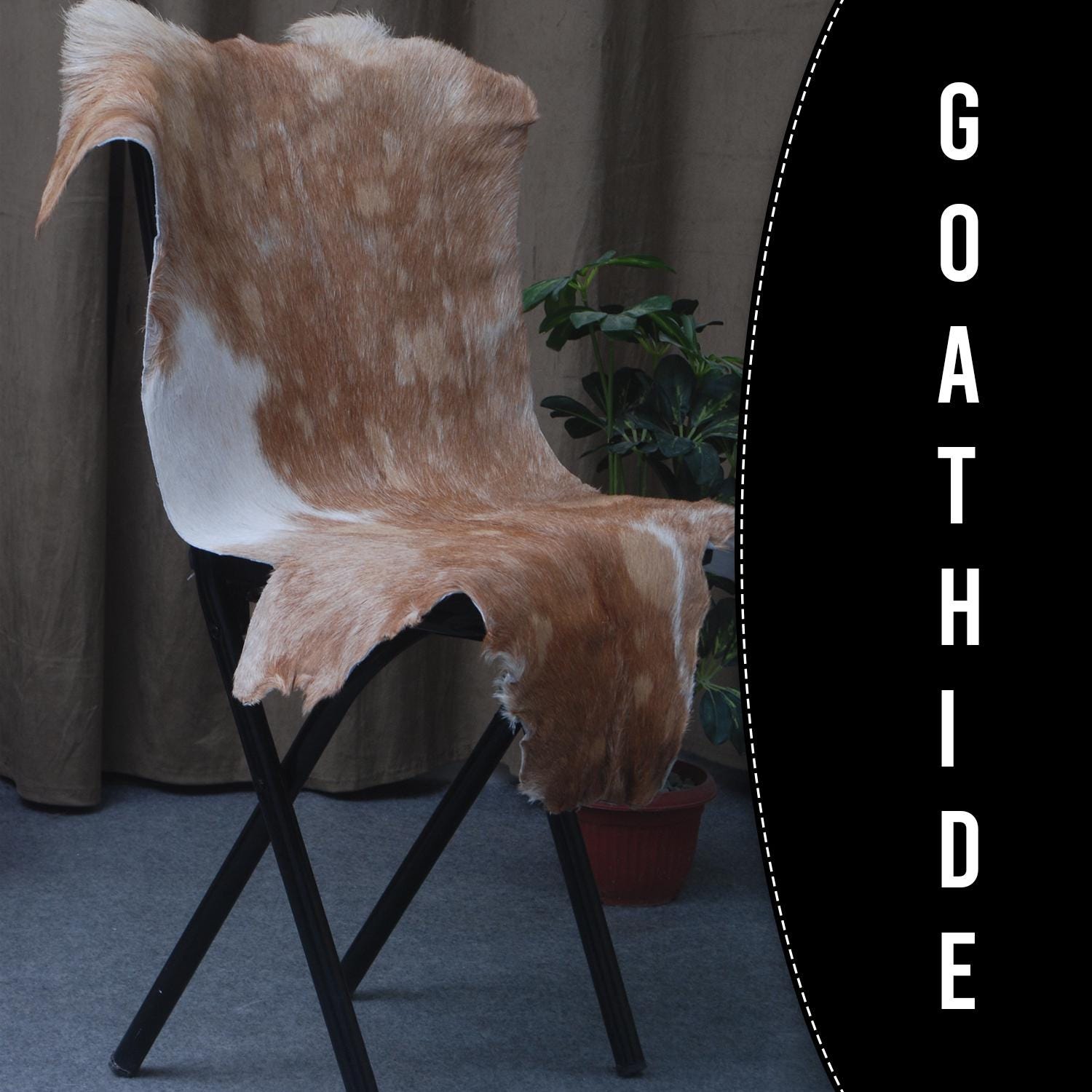 Luxury Brown & White Goat Hide Rug with Natural Variations | Premium Hair-on Goat Skin Rug for Home Décor - Celestial Leather Limited