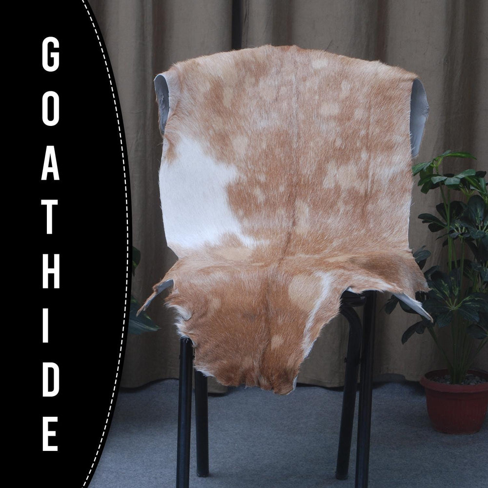 Luxury Brown & White Goat Hide Rug with Natural Variations | Premium Hair-on Goat Skin Rug for Home Décor - Celestial Leather Limited