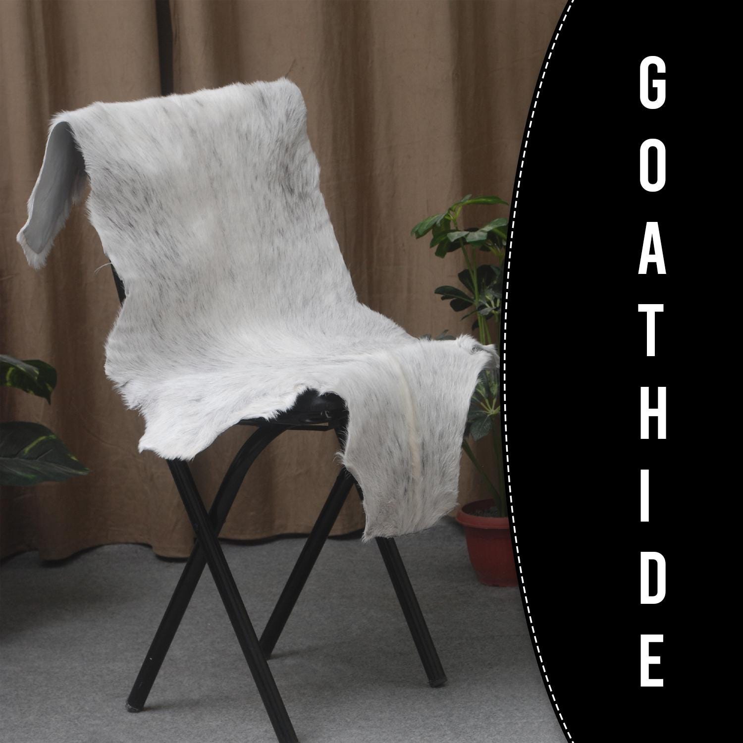 Luxury Grey & White Natural Goat Skin Rug - Serene - Tranquil Wall Decor - Sustainable, Eco-Friendly, Non-Slip Backing - Hypoallergenic - - Celestial Leather Limited