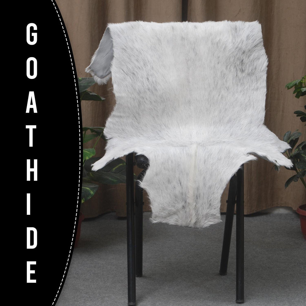 Luxury Grey & White Natural Goat Skin Rug - Serene - Tranquil Wall Decor - Sustainable, Eco-Friendly, Non-Slip Backing - Hypoallergenic - - Celestial Leather Limited