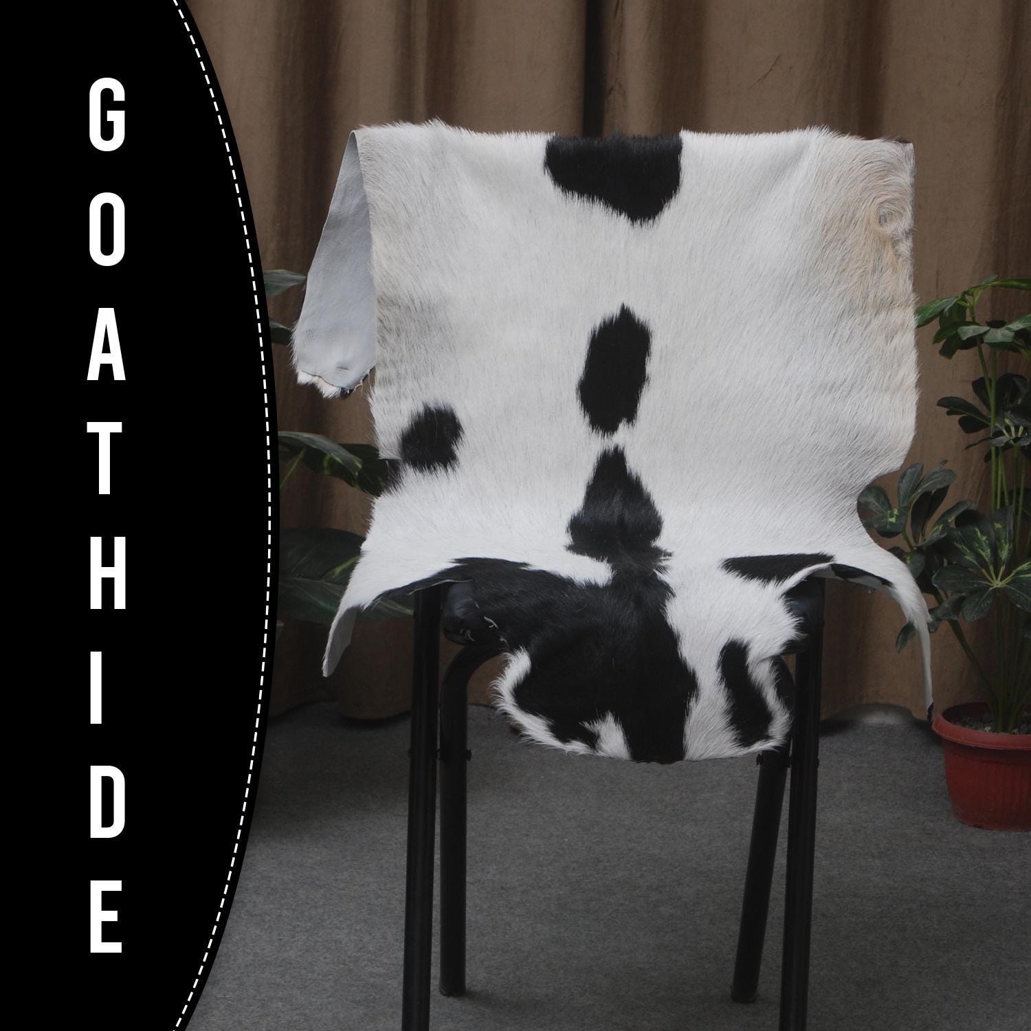 Luxury Black & White Genuine Goat Hide Rug - Premium Hair-On Goat Skin, Hypoallergenic, Non-Shedding, Eco-Friendly Décor for Modern Spaces - Celestial Leather Limited
