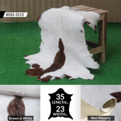 Luxury Brown & White Goat Hide Rug - Premium Hair-on Skin - Eco-Friendly - Hypoallergenic - Handcrafted Elegance for Any Room - Celestial Leather Limited