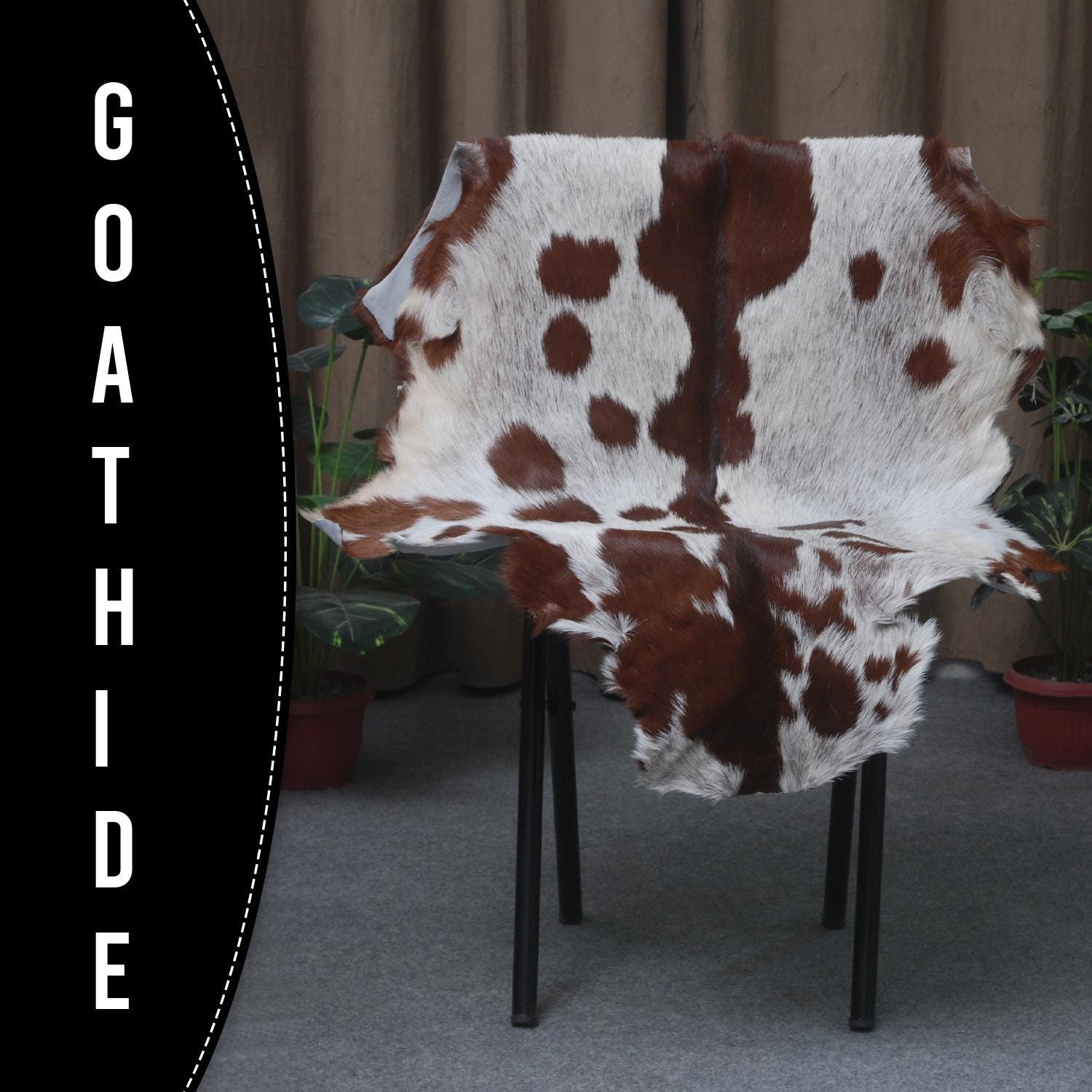 Luxurious Brown and White Goat Skin Rug - Premium Hair-On, Natural, and Sustainable - Elegant Home Decor Addition - Celestial Leather Limited