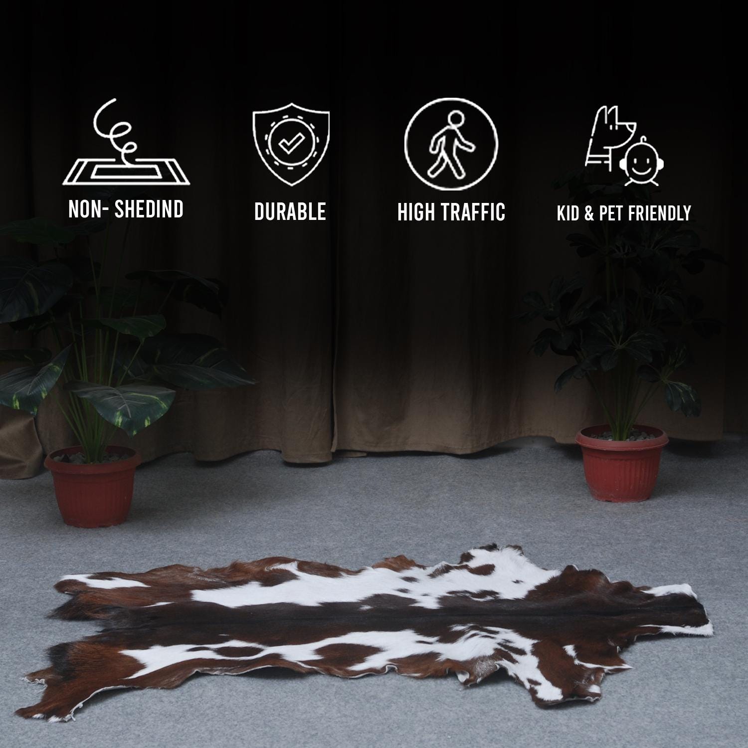 Luxury Dark Brown & White Goat Skin Rug - Soft, Hypoallergenic & Non-Shedding - Non-Slip Backing, Eco-Friendly - Handmade Natural Beauty for Home - Celestial Leather Limited