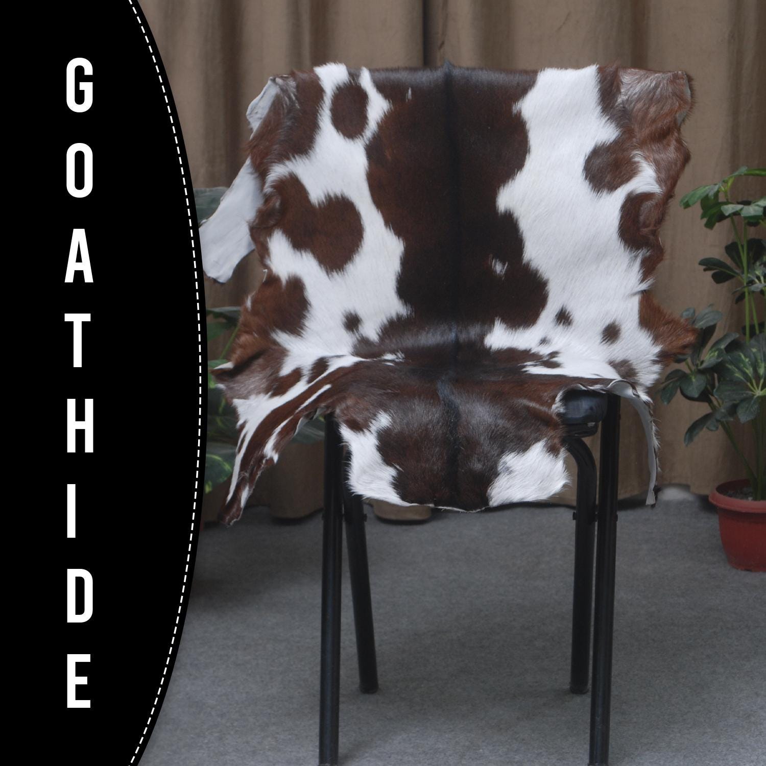 Luxury Dark Brown & White Goat Skin Rug - Soft, Hypoallergenic & Non-Shedding - Non-Slip Backing, Eco-Friendly - Handmade Natural Beauty for Home - Celestial Leather Limited