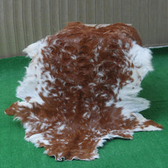 Luxury Brown and White Goat Hide Rug | Premium Hair-On Skin | Handpicked Unique Patterns | Sustainable and Eco-Friendly