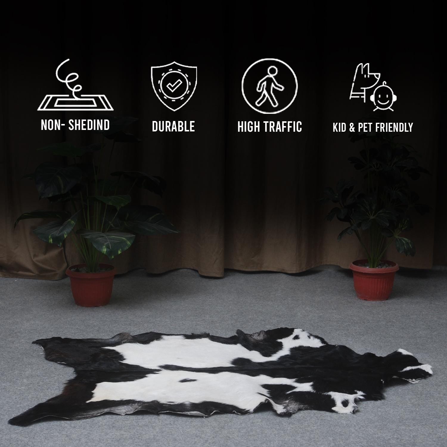Luxurious Handmade Black & White Goat Skin Rug: Soft, Hypoallergenic, Sustainable, Non-Shedding & Unique - Add Nature's Beauty to Your Home - Celestial Leather Limited