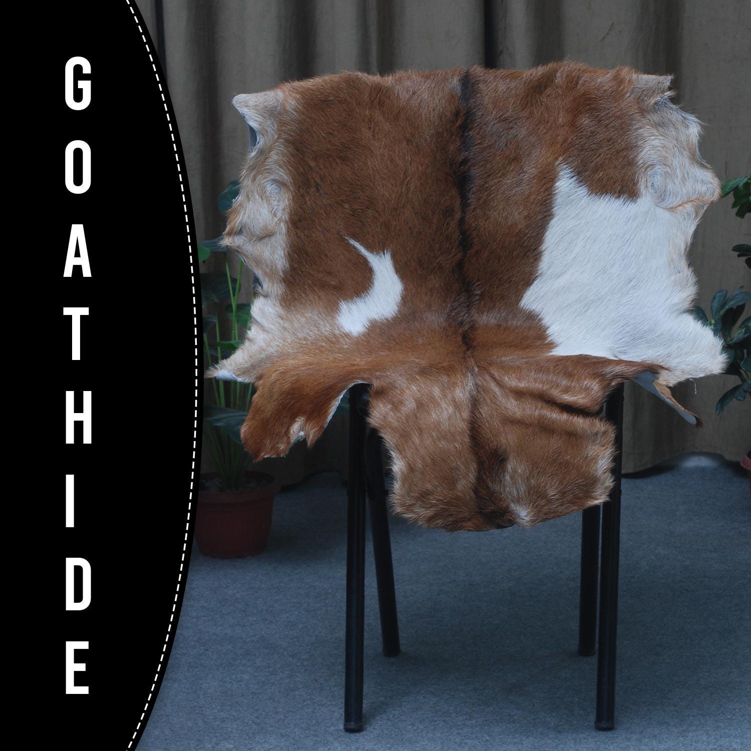 Luxurious Brown And White Goat Skin Rug - Handmade Pure Goat Skin Floor Rug with Unique Colour Variations - Celestial Leather Limited